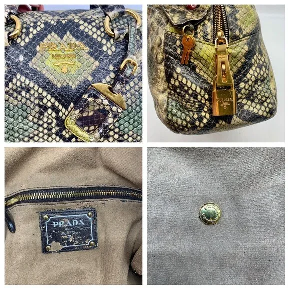 Prada Cervo Lux Printed Snakeskin Leather Tote - Picture 11 of 14